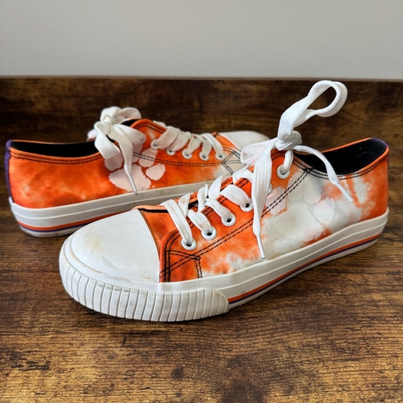 FOCO Clemson Tigers Canvas  Sneakers Women’s Size 8 Orange and White Low Tops - Picture 1 of 10